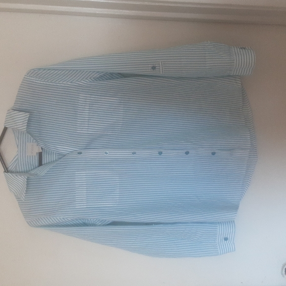Chicos Striped Button Down Shirt Sz 0 ( S ) - Picture 1 of 6